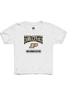Rally Purdue Boilermakers Youth White Mens Swimming and Diving Short Sleeve T-Shirt