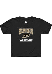 Youth Purdue Boilermakers Black Rally Wrestling Short Sleeve T-Shirt