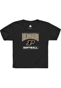 Youth Purdue Boilermakers Black Rally Softball Short Sleeve T-Shirt