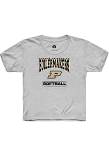 Rally Purdue Boilermakers Youth Grey Softball Short Sleeve T-Shirt