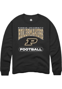 Rally Purdue Boilermakers Mens Black Football Long Sleeve Crew Sweatshirt