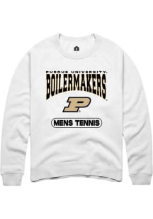 Rally Purdue Boilermakers Mens White Mens Tennis Long Sleeve Crew Sweatshirt