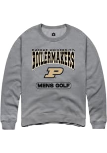 Rally Purdue Boilermakers Mens Grey Mens Golf Long Sleeve Crew Sweatshirt