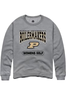 Rally Purdue Boilermakers Mens Grey Womens Golf Long Sleeve Crew Sweatshirt