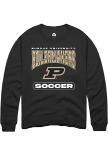 Rally Purdue Boilermakers Mens Black Soccer Long Sleeve Crew Sweatshirt