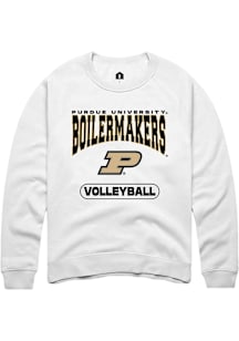 Rally Purdue Boilermakers Mens White Volleyball Long Sleeve Crew Sweatshirt
