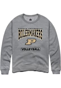 Rally Purdue Boilermakers Mens Grey Volleyball Long Sleeve Crew Sweatshirt