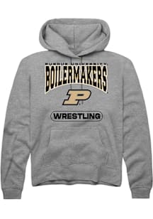 Rally Purdue Boilermakers Mens Grey Wrestling Long Sleeve Hoodie