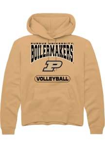 Rally Purdue Boilermakers Mens Gold Volleyball Long Sleeve Hoodie