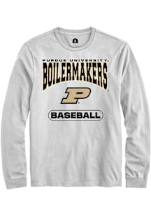 Rally Purdue Boilermakers White Baseball Long Sleeve T Shirt