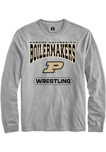 Rally Purdue Boilermakers Grey Wrestling Long Sleeve T Shirt