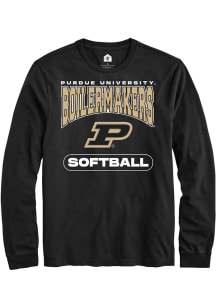 Rally Purdue Boilermakers Black Softball Long Sleeve T Shirt