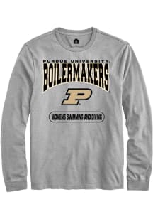 Rally Purdue Boilermakers Grey Womens Swimming and Diving Long Sleeve T Shirt