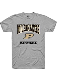 Rally Purdue Boilermakers Grey Baseball Short Sleeve T Shirt