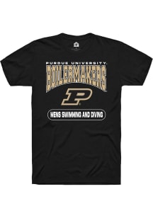 Rally Purdue Boilermakers Black Mens Swimming and Diving Short Sleeve T Shirt