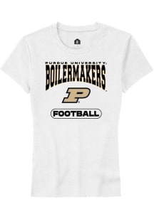Rally Purdue Boilermakers Womens White Football Short Sleeve T-Shirt