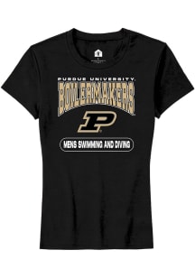 Rally Purdue Boilermakers Womens Black Mens Swimming and Diving Short Sleeve T-Shirt