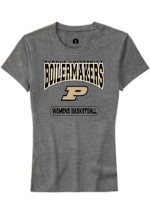 Rally Purdue Boilermakers Womens Grey Womens Basketball Short Sleeve T-Shirt
