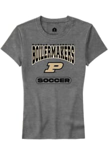 Rally Purdue Boilermakers Womens Grey Soccer Short Sleeve T-Shirt