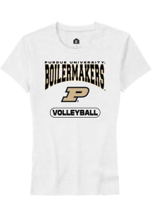 Rally Purdue Boilermakers Womens White Volleyball Short Sleeve T-Shirt