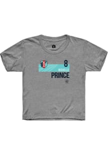 Nichelle Prince  Rally KC Current Youth Grey Player Teal Block Short Sleeve T-Shirt