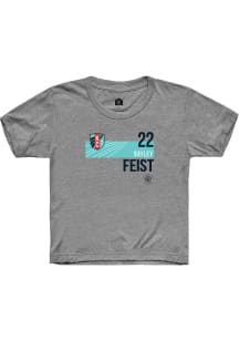 Bayley Feist  Rally KC Current Youth Grey Player Teal Block Short Sleeve T-Shirt