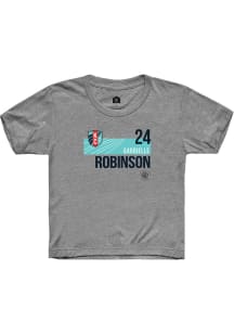 Gabrielle Robinson  Rally KC Current Youth Grey Player Teal Block Short Sleeve T-Shirt