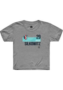 Jordan Silkowitz  Rally KC Current Youth Grey Player Teal Block Short Sleeve T-Shirt