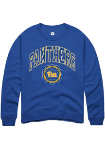 Mens Pitt Panthers Blue Rally Arch Seal Crew Sweatshirt