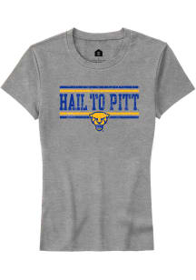 Rally Pitt Panthers Womens Grey Chant Bars Short Sleeve T-Shirt