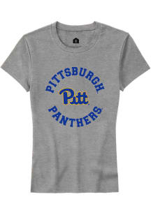 Rally Pitt Panthers Womens Grey Circle Arch Short Sleeve T-Shirt