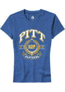 Rally Pitt Panthers Womens Blue Alumni Wreath Short Sleeve T-Shirt
