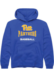 Rally Pitt Panthers Youth Blue Baseball Long Sleeve Hoodie