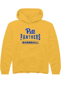 Rally Pitt Panthers Youth Gold Baseball Long Sleeve Hoodie