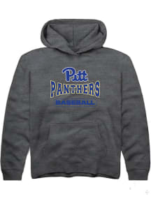 Rally Pitt Panthers Youth Charcoal Baseball Long Sleeve Hoodie