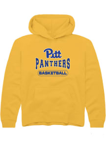 Rally Pitt Panthers Youth Gold Basketball Long Sleeve Hoodie