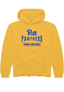 Rally Pitt Panthers Youth Gold Track and Field Long Sleeve Hoodie