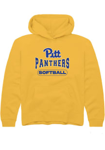 Rally Pitt Panthers Youth Gold Softball Long Sleeve Hoodie