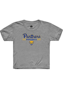 Rally Pitt Panthers Youth Grey Baseball Short Sleeve T-Shirt