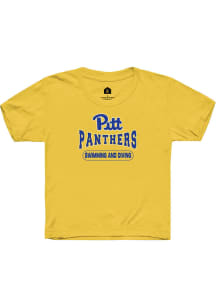 Rally Pitt Panthers Youth Yellow Swimming and Diving Short Sleeve T-Shirt