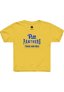 Rally Pitt Panthers Youth Yellow Track and Field Short Sleeve T-Shirt
