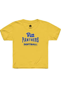 Rally Pitt Panthers Youth Yellow Softball Short Sleeve T-Shirt