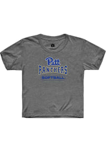 Rally Pitt Panthers Youth Charcoal Softball Short Sleeve T-Shirt