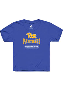 Rally Pitt Panthers Youth Blue Womens Swimming and Diving Short Sleeve T-Shirt