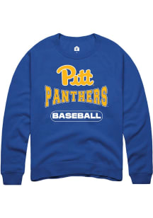 Mens Pitt Panthers Blue Rally Baseball Crew Sweatshirt