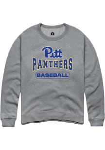 Mens Pitt Panthers Grey Rally Baseball Wordmark Crew Sweatshirt