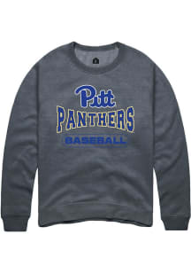 Mens Pitt Panthers Charcoal Rally Baseball Wordmark Crew Sweatshirt