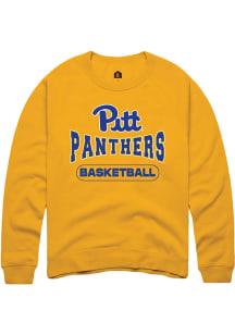 Mens Pitt Panthers Gold Rally Basketball Crew Sweatshirt