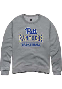 Mens Pitt Panthers Grey Rally Basketball Wordmark Crew Sweatshirt