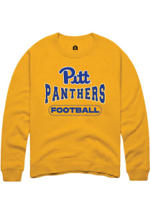 Rally Pitt Panthers Mens Gold Football Long Sleeve Crew Sweatshirt